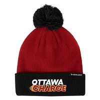 Unisex Red/Black Ottawa Charge Two-Tone Cuffed Knit Hat with Pom