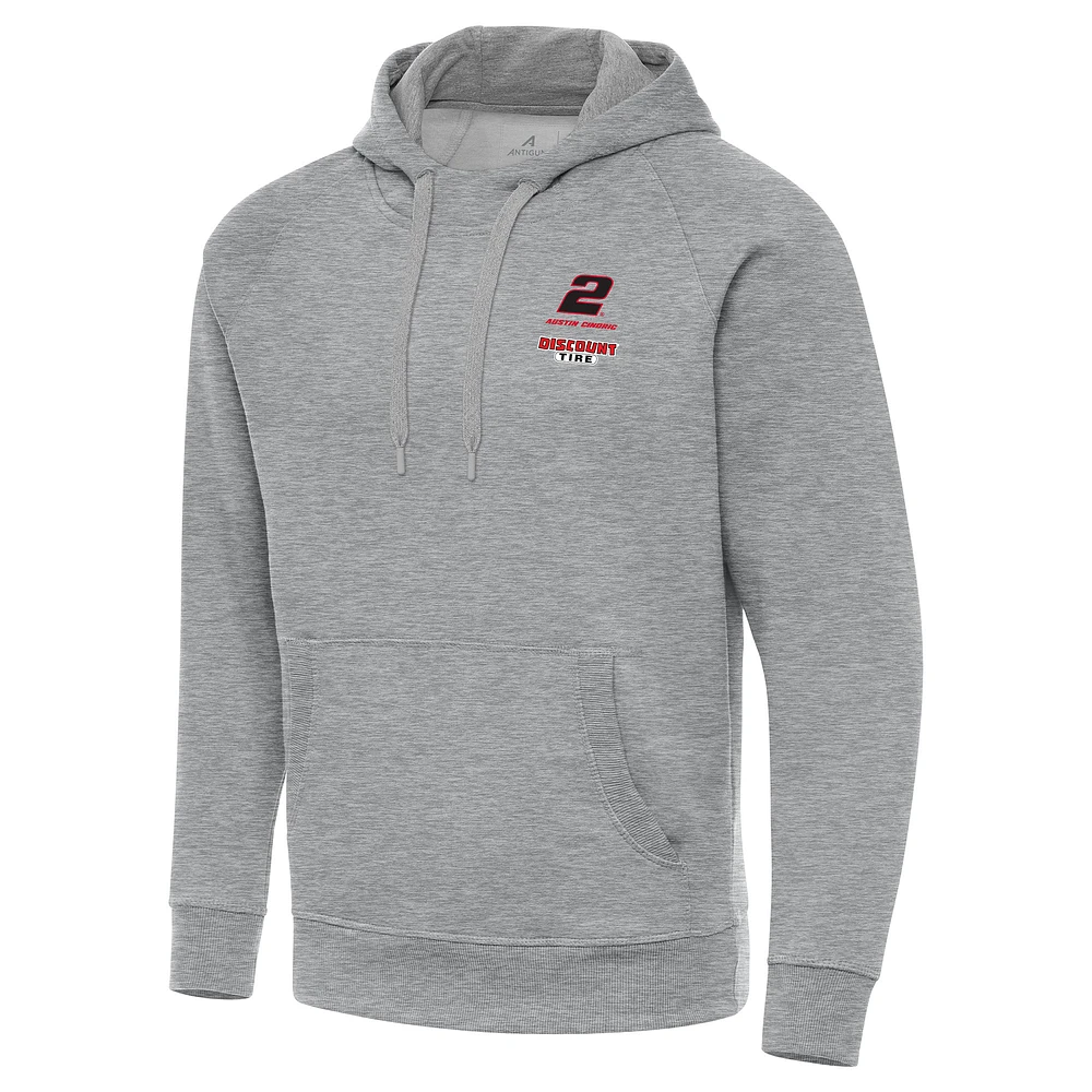 Men's Antigua Heather Gray Austin Cindric Fleece Victory Pullover Hoodie