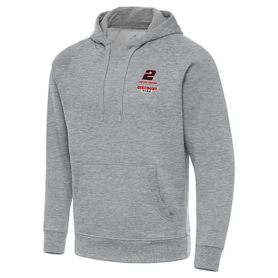Men's Antigua  Heather Gray Austin Cindric Fleece Victory Pullover Hoodie
