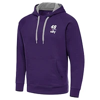 Men's Antigua  Purple Alex Bowman Fleece Victory Pullover Hoodie