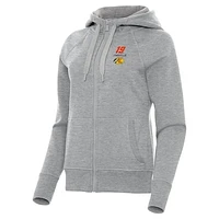 Women's Antigua  Heather Gray Martin Truex Jr Victory Full-Zip Hoodie