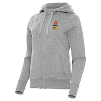 Women's Antigua  Heather Gray Martin Truex Jr Victory Full-Zip Hoodie