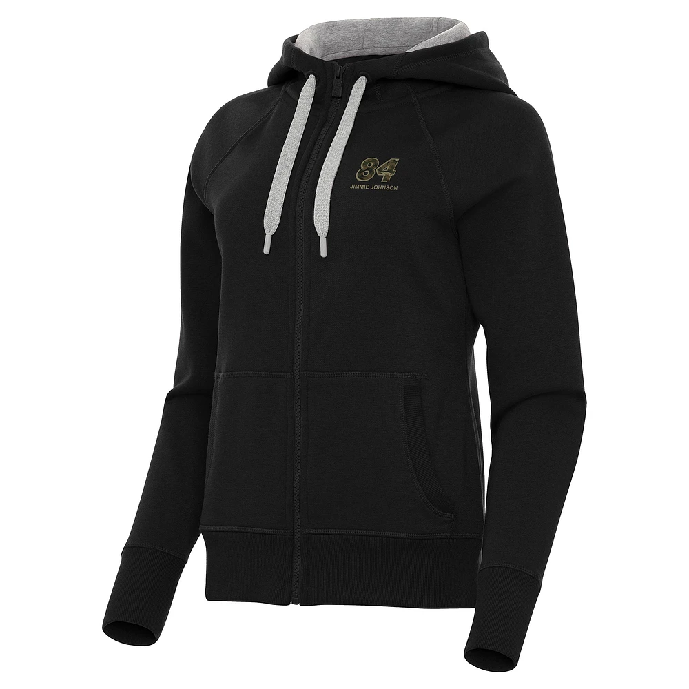 Women's Antigua Black Jimmie Johnson Victory Full-Zip Hoodie
