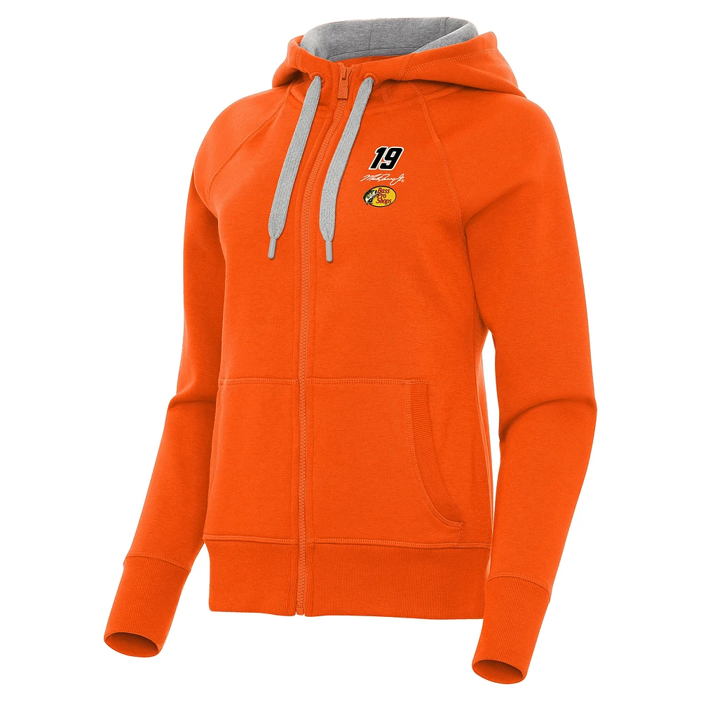 Women's Antigua Orange Martin Truex Jr Victory Full-Zip Hoodie