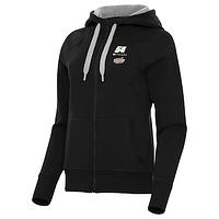 Women's Antigua Black Ty Gibbs Interstate Batteries Victory Raglan Full-Zip Hoodie