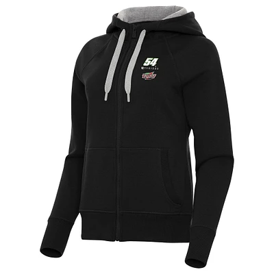 Women's Antigua Black Ty Gibbs Interstate Batteries Victory Raglan Full-Zip Hoodie