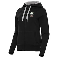Women's Antigua Black Ty Gibbs Interstate Batteries Victory Raglan Full-Zip Hoodie