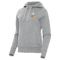 Women's Antigua  Heather Gray Austin Dillon Victory Full-Zip Hoodie