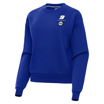 Women's Antigua  Royal Chase Elliott Victory Crewneck Pullover Sweatshirt