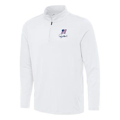 Men's Antigua White Denny Hamlin Reprocess Quarter-Zip Top