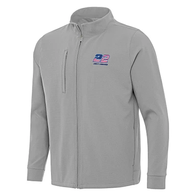 Men's Antigua Gray Joey Logano Regard Full-Zip Jacket