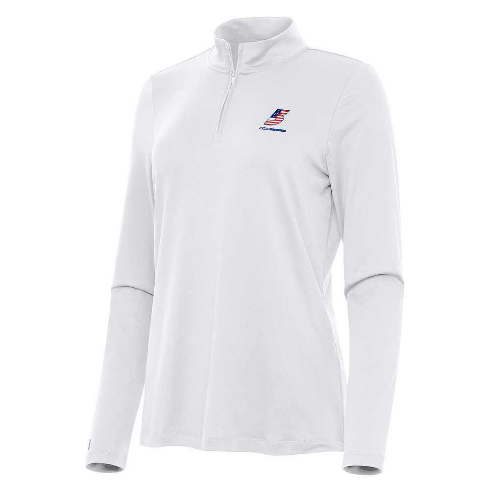 Women's Antigua White Kyle Larson Reprocess Quarter-Zip Top