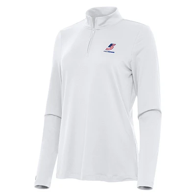 Women's Antigua White Kyle Larson Reprocess Quarter-Zip Top
