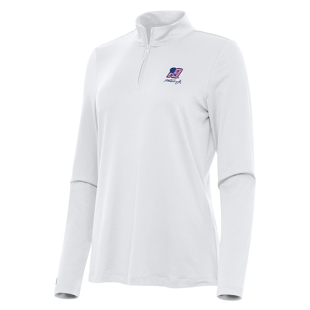 Women's Antigua White Martin Truex Jr Reprocess Quarter-Zip Top