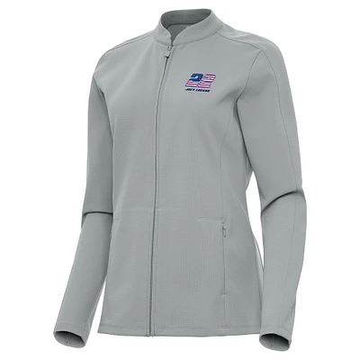 Women's Antigua Gray Joey Logano Regard Full-Zip Jacket