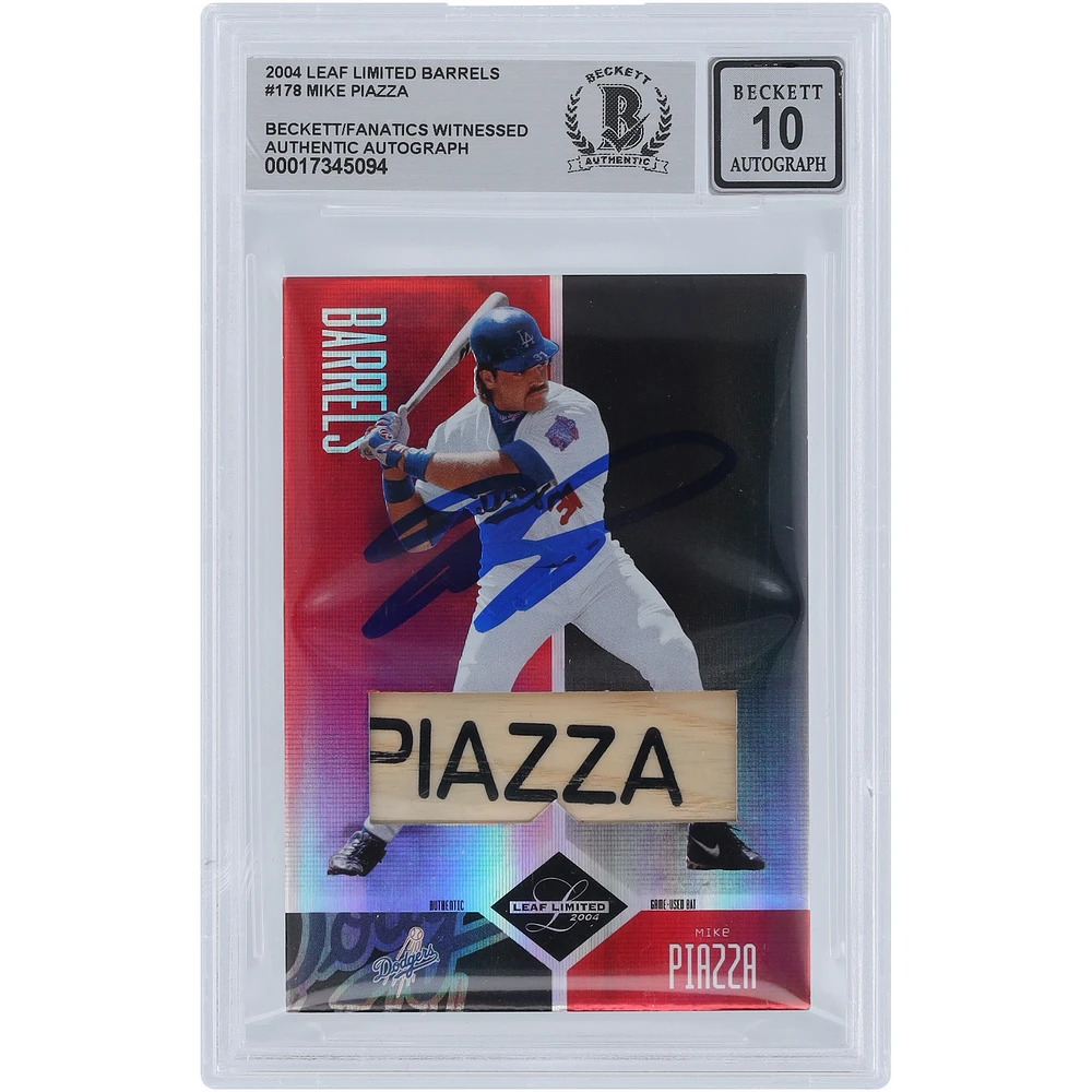Mike Piazza New York Mets Autographed 2004 Donruss Leaf Limited Barrels Bat Relic #178 #1/1 Beckett Fanatics Witnessed Authenticated 10 Card