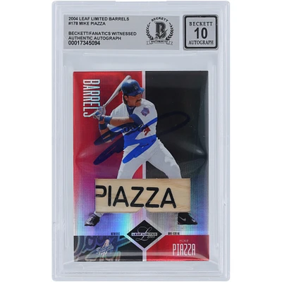 Mike Piazza New York Mets Autographed 2004 Donruss Leaf Limited Barrels Bat Relic #178 #1/1 Beckett Fanatics Witnessed Authenticated 10 Card