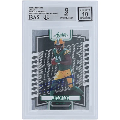 Jayden Reed Green Bay Packers Autographed 2023 Panini Absolute Green #118 Beckett Fanatics Witnessed Authenticated 9/10 Rookie Card