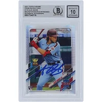 Alec Bohm Philadelphia Phillies Autographed 2021 Topps Chrome Prism Refractor #119 Beckett Fanatics Witnessed Authenticated 10 Rookie Card