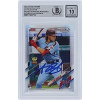 Alec Bohm Philadelphia Phillies Autographed 2021 Topps Chrome Prism Refractor #119 Beckett Fanatics Witnessed Authenticated 10 Rookie Card