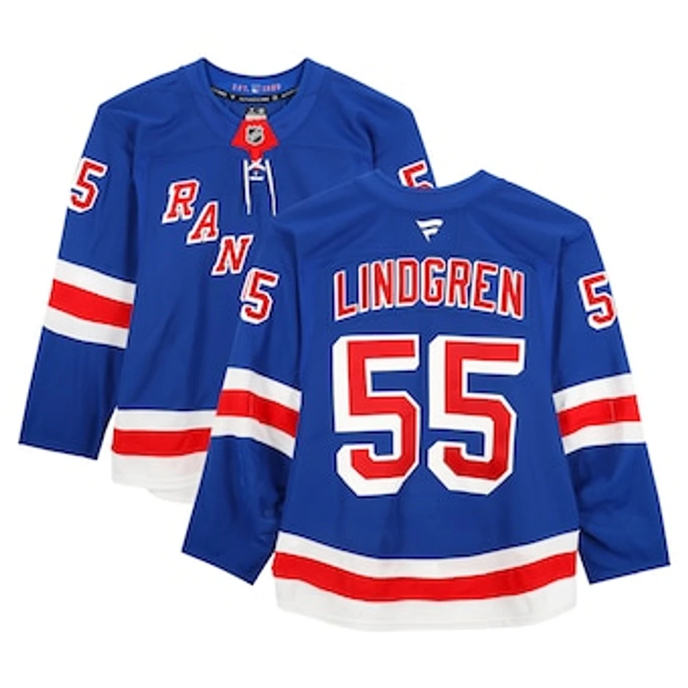 Ryan Lindgren New York Rangers Game-Used #55 Blue Set 1 Jersey from the 2024-25 NHL Season