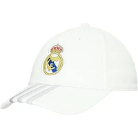 Unisex adidas White Real Madrid 3-Stripe Dad Adjustable Hat