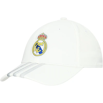 Unisex adidas White Real Madrid 3-Stripe Dad Adjustable Hat