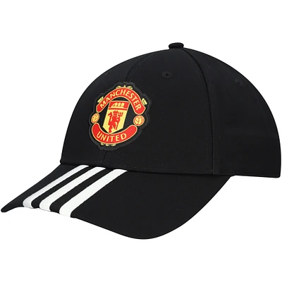 Unisex adidas Black Manchester United 3-Stripe Dad Adjustable Hat