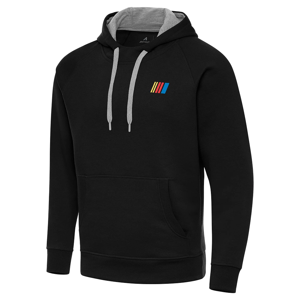 Men's Antigua Black NASCAR Merchandise Victory Pullover Hoodie