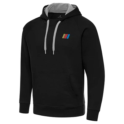 Men's Antigua  Black NASCAR Merchandise Victory Pullover Hoodie