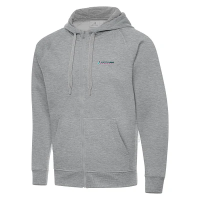 Men's Antigua  Heather Gray Homestead-Miami Speedway Full-Zip Hoodie