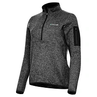 Women's Antigua  Heather Black Homestead-Miami Speedway Fortune 1/2-Zip Pullover Top