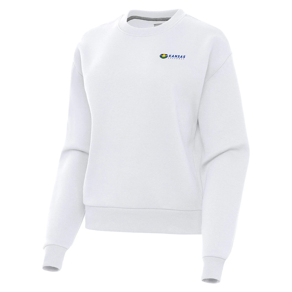 Women's Antigua White Kansas Speedway Victory Pullover Sweatshirt