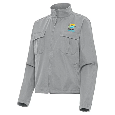 Women's Antigua  Gray Phoenix Raceway Even Par Full-Zip Jacket