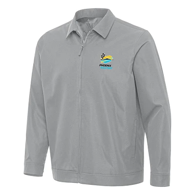Men's Antigua  Gray Phoenix Raceway Pivot Full-Zip Jacket
