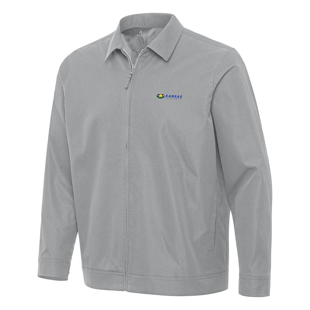 Men's Antigua Gray Kansas Speedway Pivot Full-Zip Jacket