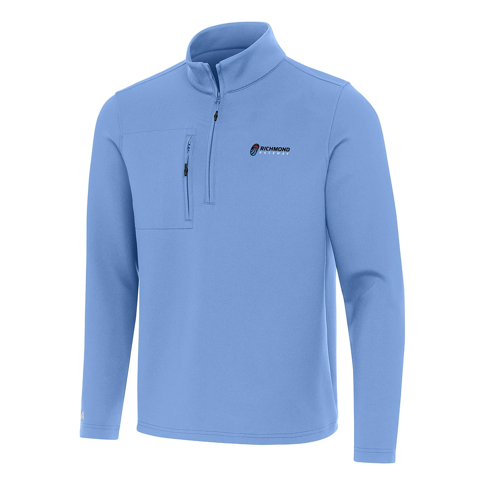 Men's Antigua Powder Blue Richmond Raceway Insider Quarter-Zip Pullover Top