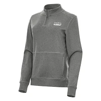 Women's Antigua Heather Black Darlington Raceway Crush Quarter-Zip Jacket
