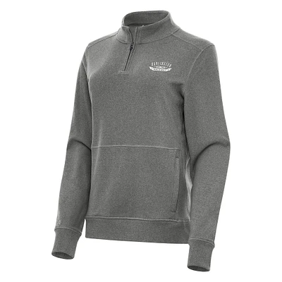 Women's Antigua Heather Black Darlington Raceway Crush Quarter-Zip Jacket