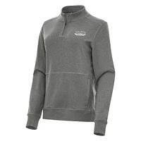 Women's Antigua Heather Black Darlington Raceway Crush Quarter-Zip Jacket