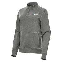 Women's Antigua Heather Black Michigan International Speedway Crush Quarter-Zip Jacket
