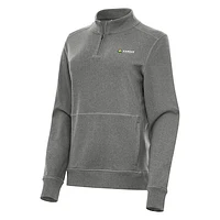 Women's Antigua Heather Black Kansas Speedway Crush Quarter-Zip Jacket