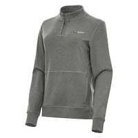 Women's Antigua Heather Black Kansas Speedway Crush Quarter-Zip Jacket