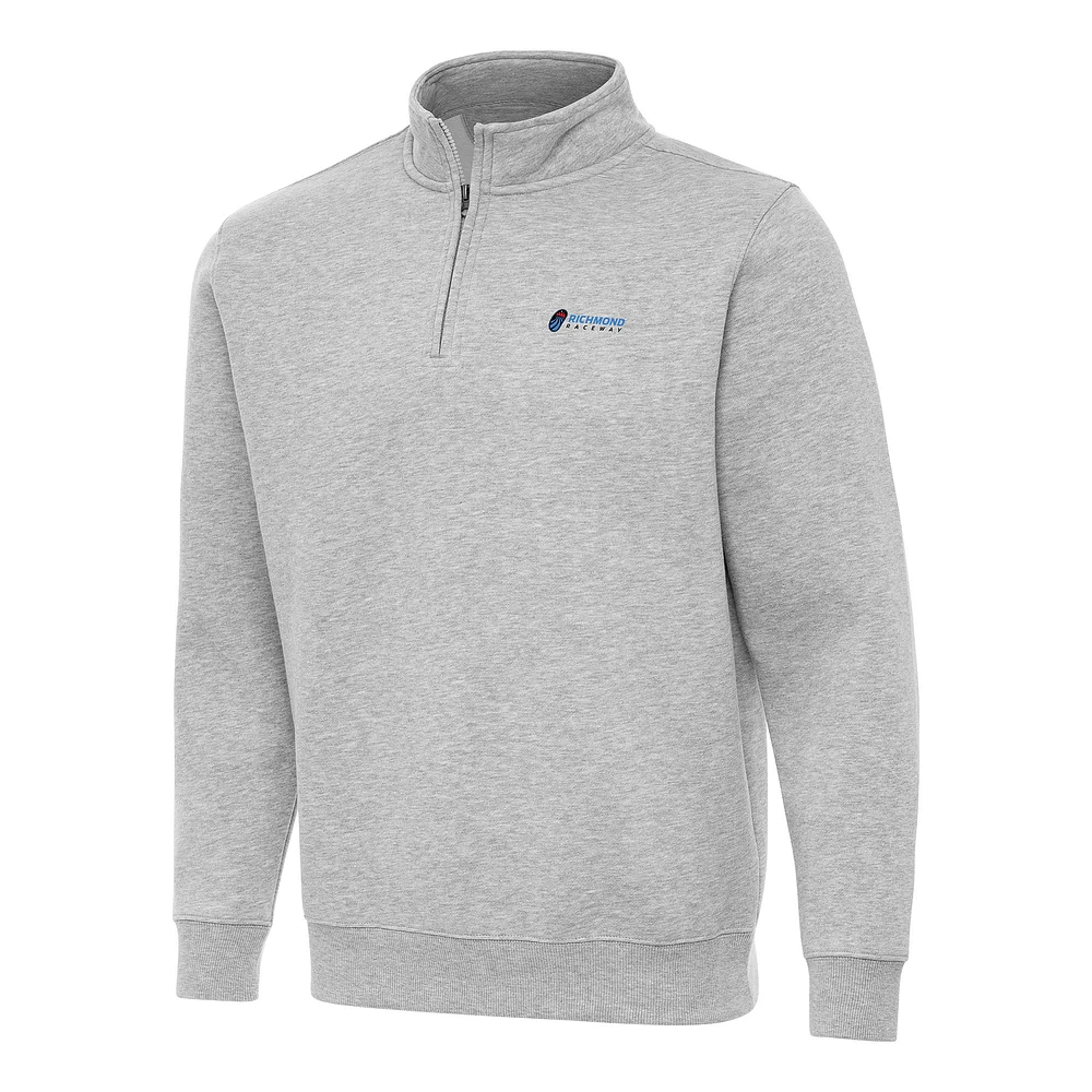 Men's Antigua Heather Gray Richmond Raceway Victory Quarter-Zip Pullover Top