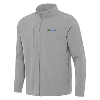 Men's Antigua Gray Kansas Speedway Regard Full-Zip Jacket
