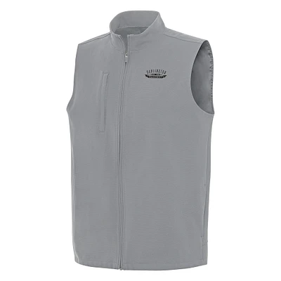 Men's Antigua Gray Darlington Raceway Regard Full-Zip Vest