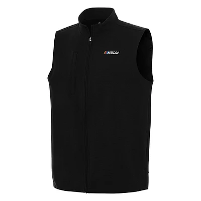 Men's Antigua Black NASCAR Merchandise Regard Full-Zip Vest