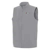 Men's Antigua Gray NASCAR Merchandise Regard Full-Zip Vest