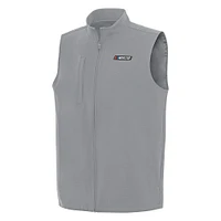 Men's Antigua Gray NASCAR Merchandise Regard Full-Zip Vest