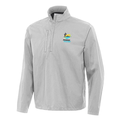 Men's Antigua Gray Phoenix Raceway Brisk Quarter-Zip Pullover Jacket